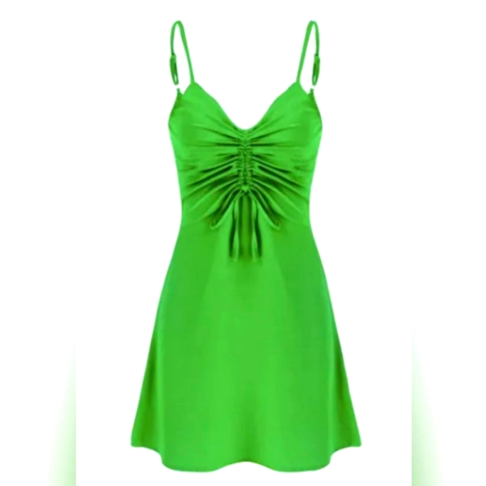 Emerald Green Ruched Cider Dress
